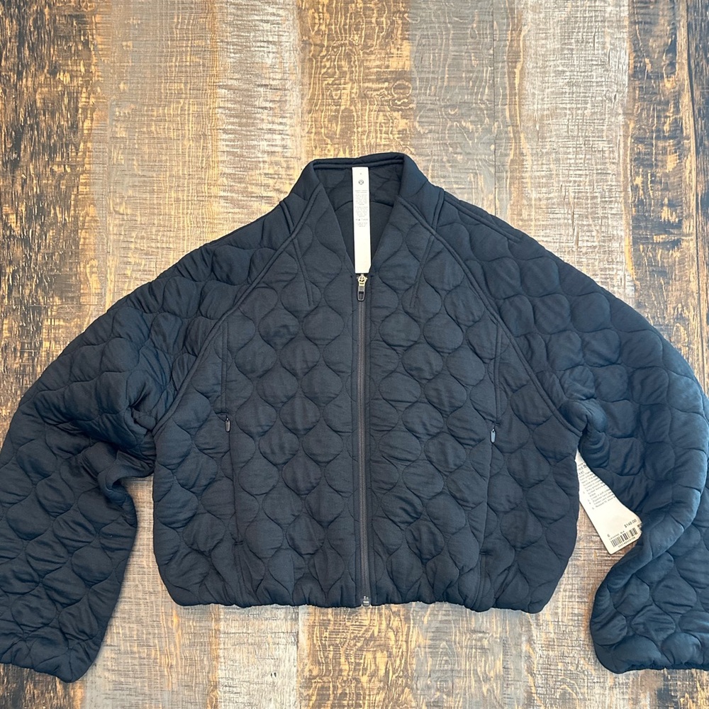 NWT Lululemon Quilted Bomber Jacket color Black Size 6
